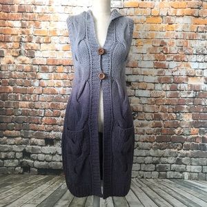 Free People ombré cable knit hooded cardigan